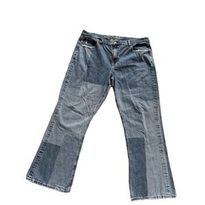 American Eagle Women's Faded Boho Patchwork Wide Leg High Rise Jeans Size 20